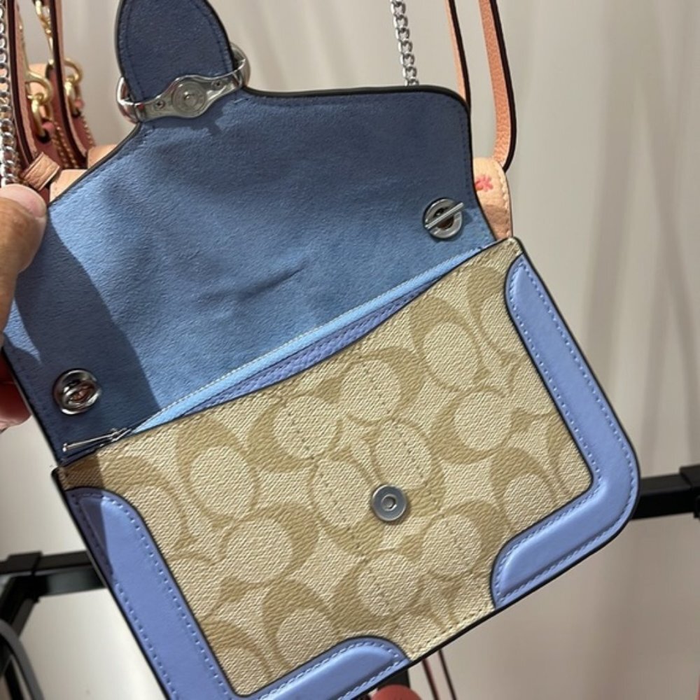 Coach Georgie Crossbody In Signature Canvas Light Khaki / Marble Blue - Picture 14 of 16